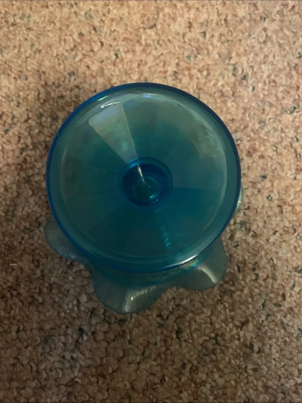 Fenton Blue Ruffled Compote Pedestal Bowl